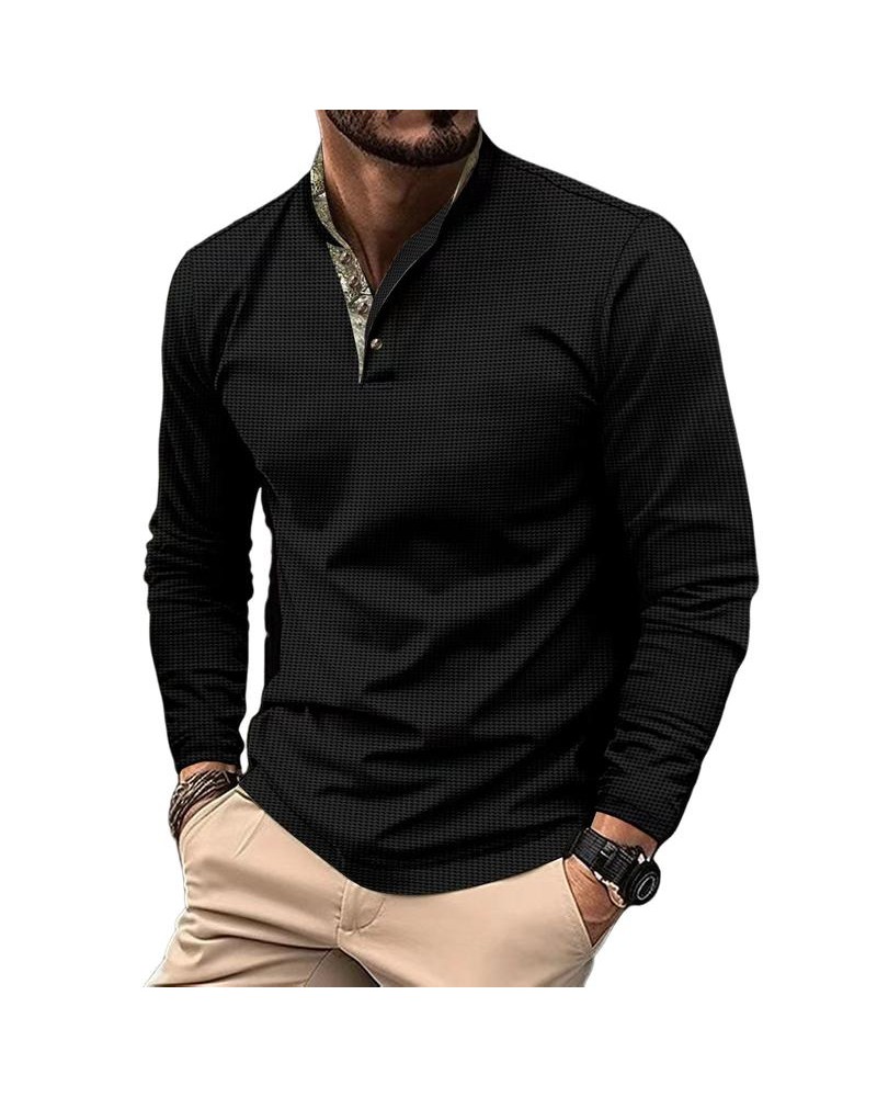 Men's Waffle Colorblock Long Sleeve T-shirt